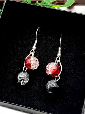 Серьги с красным и черным сахарным кварцем
