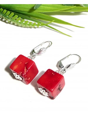 Серьги с красными кораллами