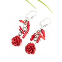 Серьги с красными кораллами