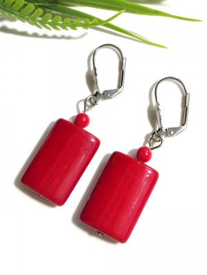 Серьги с красными кораллами