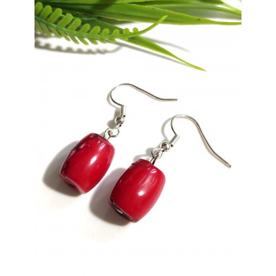 Серьги с красными кораллами