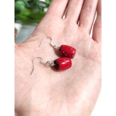 Серьги с красными кораллами Серьги с красными кораллами
