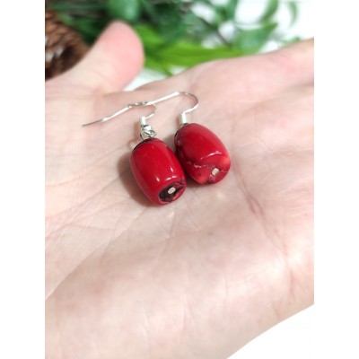 Серьги с красными кораллами Серьги с красными кораллами
