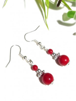 Серьги с красными кораллами