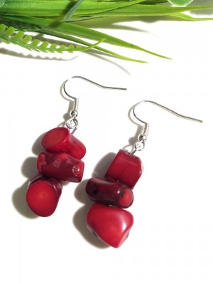 Серьги с красными кораллами