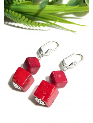 Серьги с красными кораллами