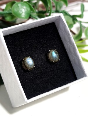 Серьги с лабрадором с иризацией