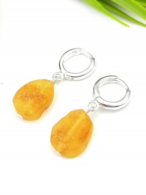 Серьги с необработанным янтарем