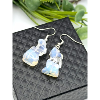 Серьги с лунным камнем (синтетическим)