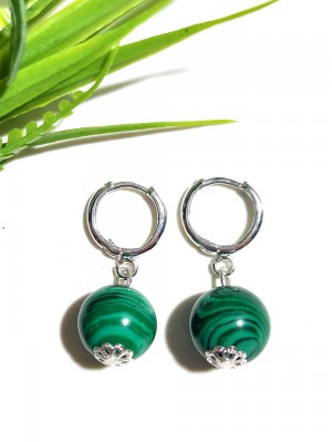 Серьги с малахитом (синтетическим)