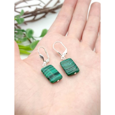 Серьги с малахитом (синтетическим)