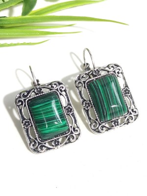 Серьги с малахитом (синтетическим)