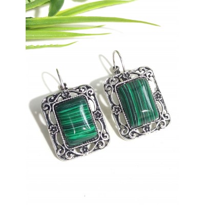 Серьги с малахитом (синтетическим)