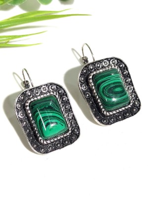 Серьги с малахитом (синтетическим)