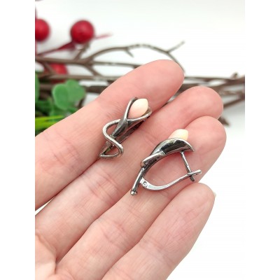 Серьги посеребренные с розовыми кораллами (Кожа ангела) Серьги посеребренные с розовыми кораллами (Кожа ангела)