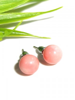 Серьги с розовыми кораллами (кожа ангела)