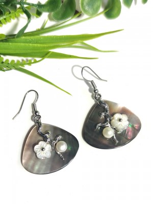 Серьги с перламутром, халиотисом и жемчугом