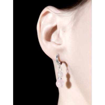 Серьги с розовым кварцем