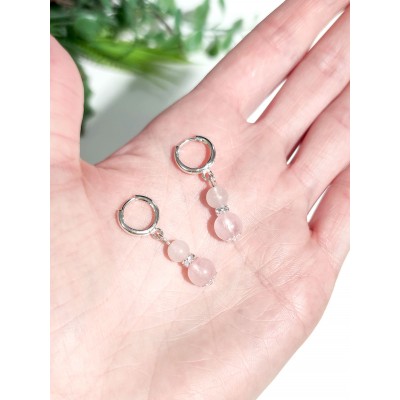 Серьги с розовым кварцем