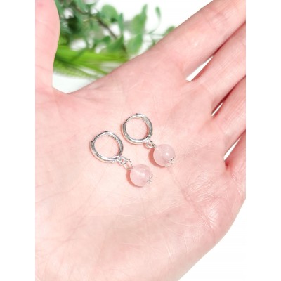 Серьги с розовым кварцем