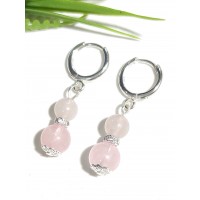 Серьги с розовым кварцем