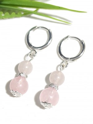 Серьги с розовым кварцем