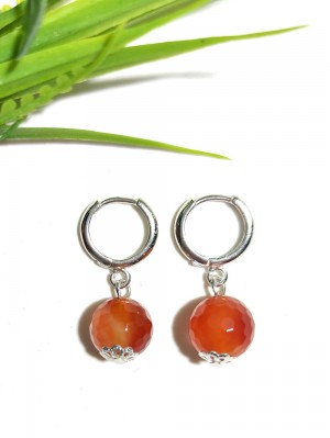 Серьги с гранёным сердоликом