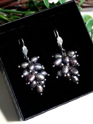 Серьги с синим жемчугом