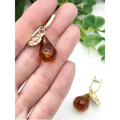 Серьги с янтарем Груша