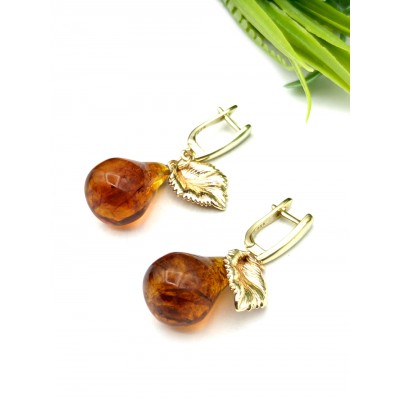 Серьги с янтарем Груша
