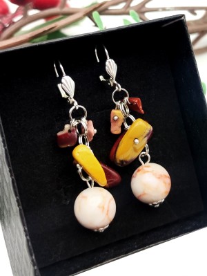 Серьги с мукаитом и яшмой