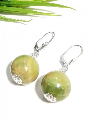 Серьги с зеленым ониксом