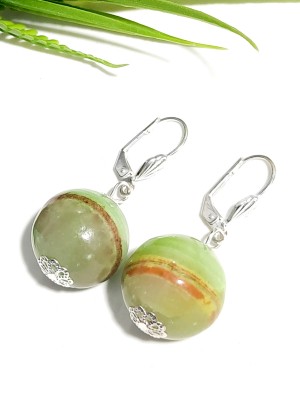 Серьги с зеленым ониксом