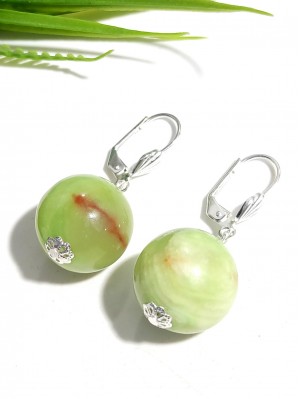 Серьги с зеленым ониксом