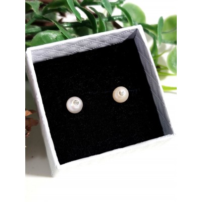 Серьги с жемчугом и фианитом