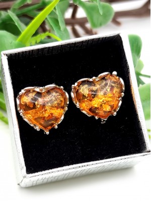 Серьги сердечки из бернита (сплав смол и янтаря)
