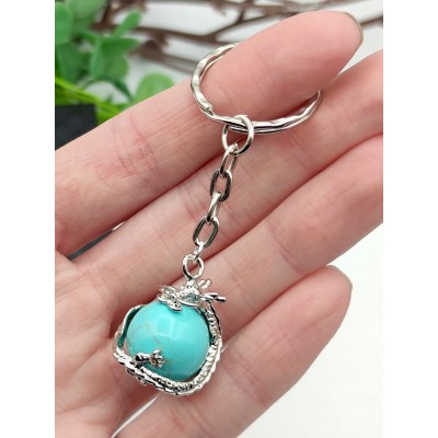 Брелок Дракон с говлитом (стилизация под бирюзу)