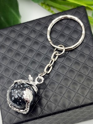 Брелок Дракон со снежным обсидианом