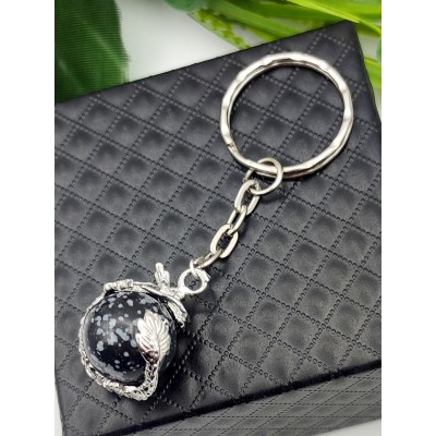 Брелок Дракон со снежным обсидианом